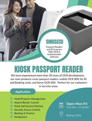 Lecteur de passeport de kiosque haute vitesse avec résolution de 500 DPI et scanner intégré