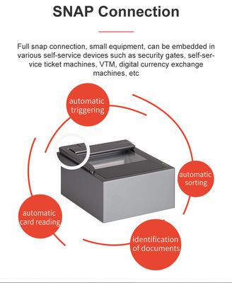 1 seconde Vitesse de traitement OCR Scanner de documents de voyage certifié CE FCC pour la numérisation d'identité