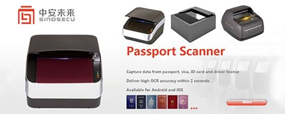 Scanner de lecture de passeport NFC ISO Sinosecu 175*199*140 mm avec vérification de l'identifiant de traitement OCR